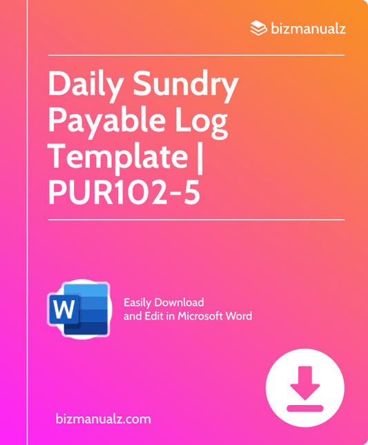 Daily Sundry Payable Log Template | PUR102-5