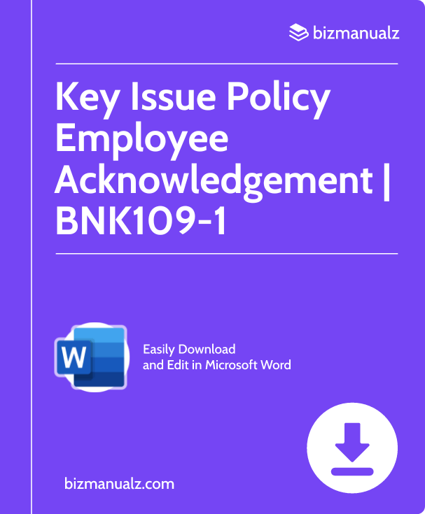 Key Issue Policy Employee Acknowledgement Template | BNK109-1