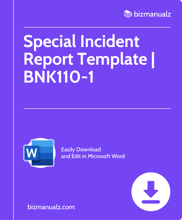 Special Incident Report Template | BNK110-1