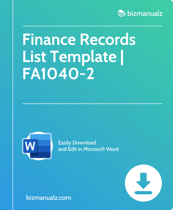 Finance Records List Template | FA1040-2