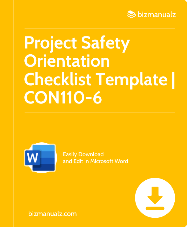 Project Safety Orientation Checklist Template | CON110-6
