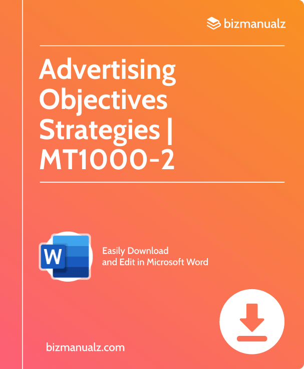 Advertising Objectives-Strategies Worksheet Template | MT1000-2