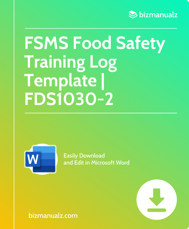FSMS Food Safety Training Log Template | FDS1030-2