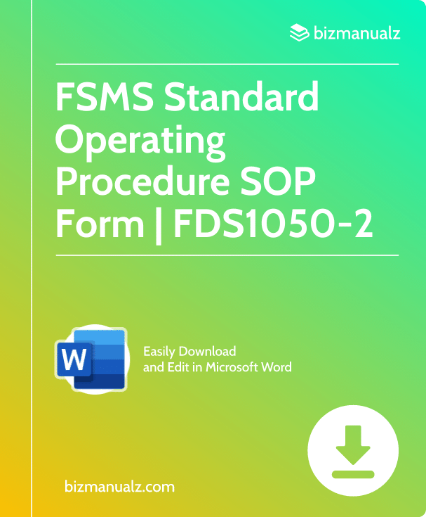 FSMS Standard Operating Procedure SOP Form Template | FDS1050-2