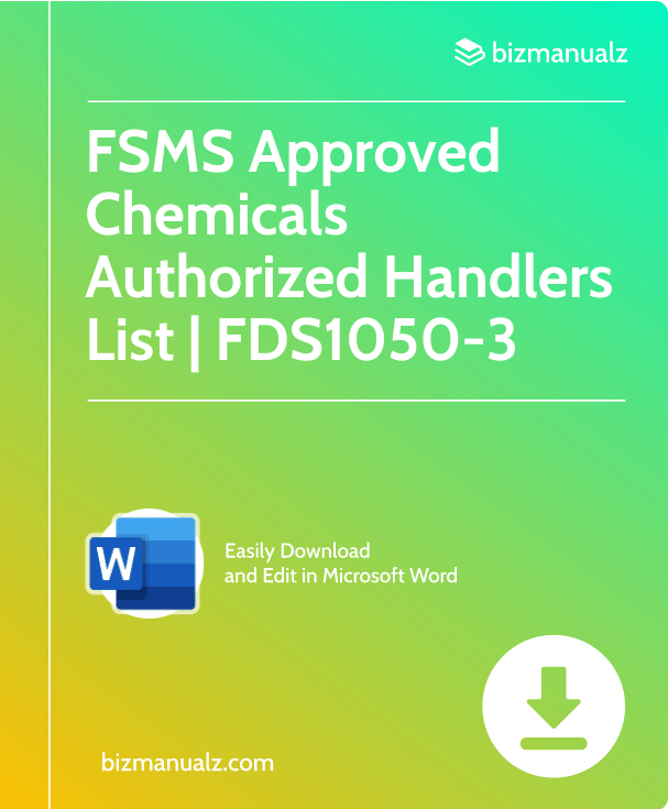 FSMS Approved Chemicals Authorized Handlers List Template | FDS1050-3