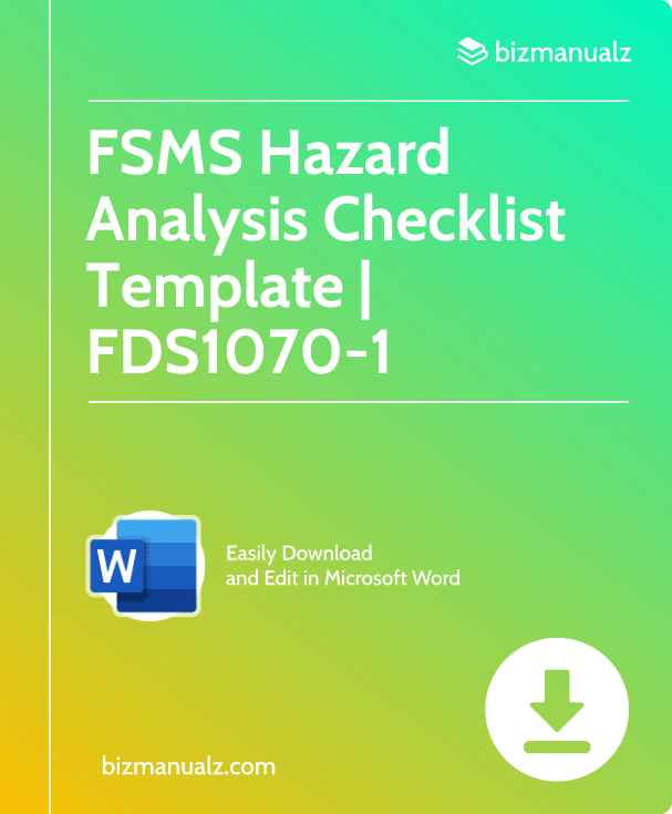 FSMS Hazard Analysis Checklist Template | FDS1070-1