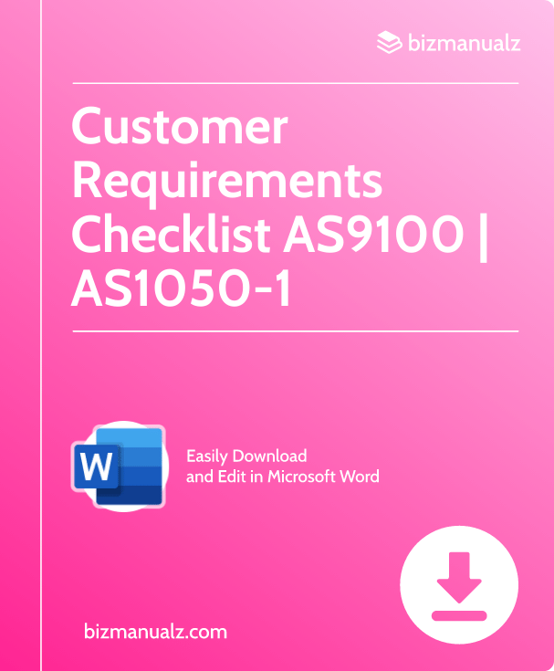 Customer Requirements Checklist AS9100 Template | AS1050-1