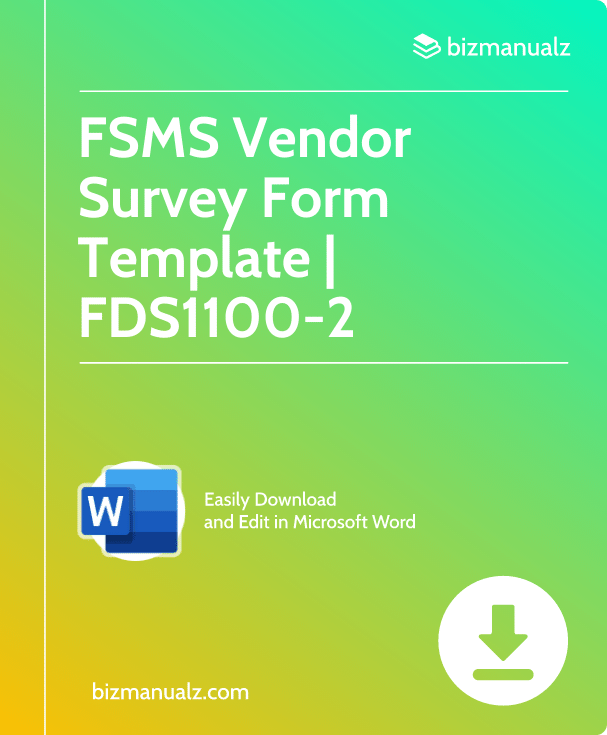 FSMS Vendor Survey Form Template | FDS1100-2