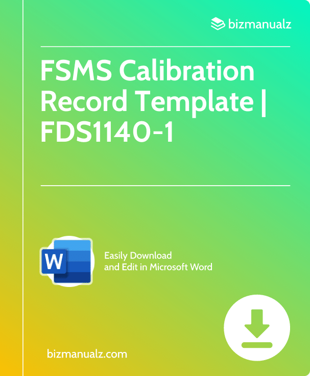 FSMS Calibration Record Template | FDS1140-1