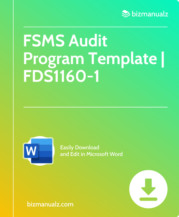 FSMS Audit Program Template | FDS1160-1