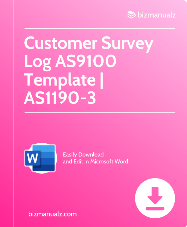 Customer Survey Log AS9100 Template | AS1190-3