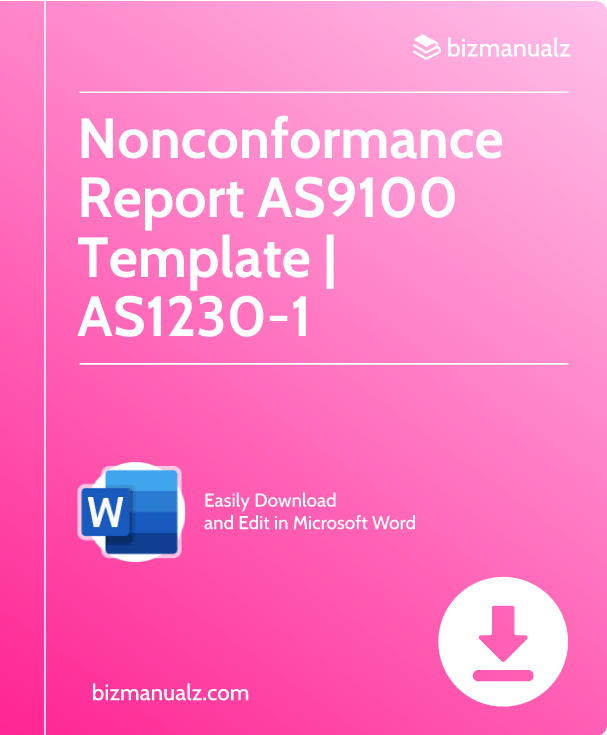 Nonconformance Report AS9100 Template | AS1230-1
