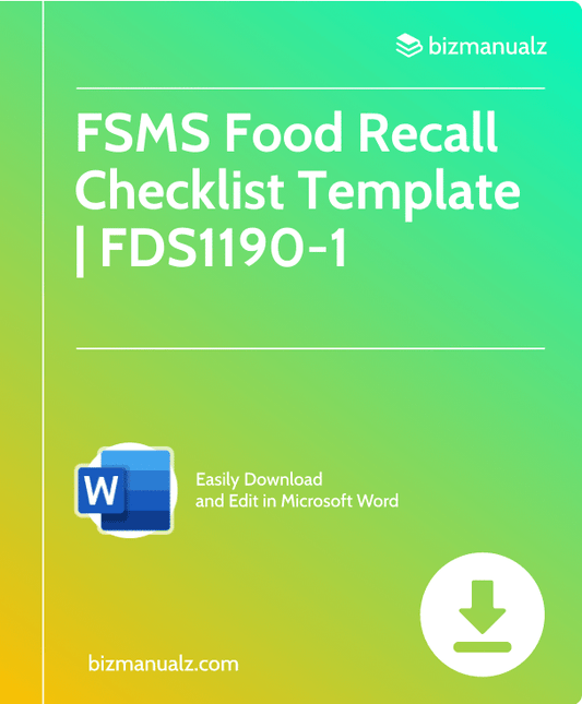 FSMS Food Recall Checklist Template | FDS1190-1