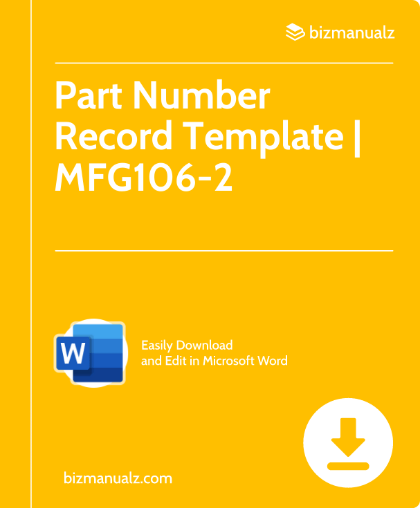 Part Number Record Template | MFG106-2