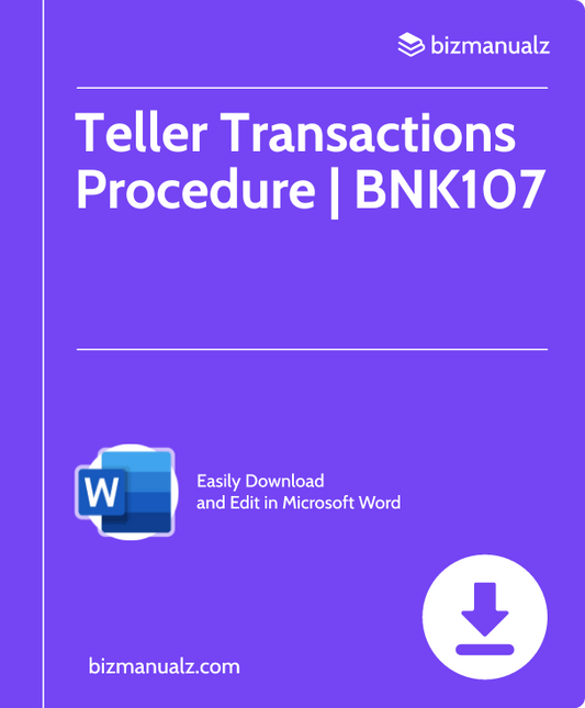 Teller Transactions Procedure | BNK107