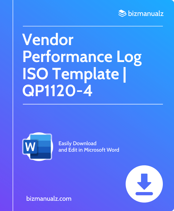 Vendor Performance Log ISO Template | QP1120-4