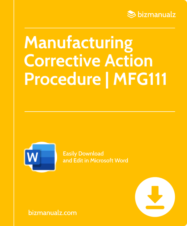 Manufacturing Corrective Action Procedure | MFG111