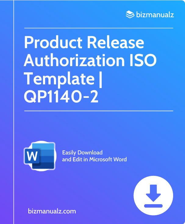 Product Release Authorization ISO Template | QP1140-2