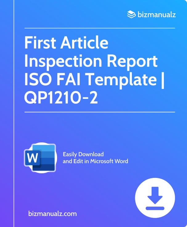 First Article Inspection Report ISO FAI Template | QP1210-2
