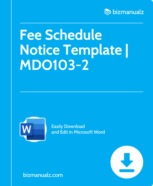 Fee Schedule Notice Template | MDO103-2
