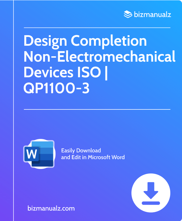 Design Completion Checklist-Non-Electromechanical Devices ISO Template | QP1100-3