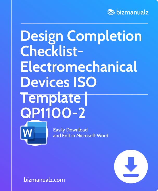 Design Completion Checklist-Electromechanical Devices ISO Template | QP1100-2