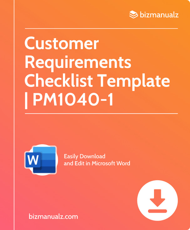 Customer Requirements Checklist Template | PM1040-1