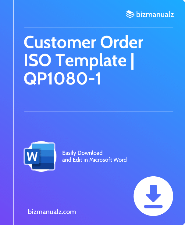 Customer Order ISO Template | QP1080-1