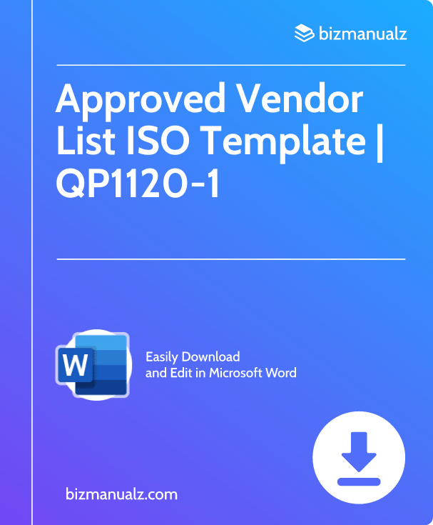 Approved Vendor List ISO Template | QP1120-1