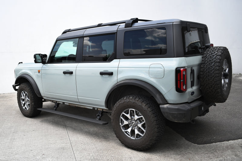 21-24 Ford Bronco 4DR Go Rhino 20412974PC E-BOARD E1 Electric Running Board Kit No Drill Tex. Black (Two Brackets Per Side)