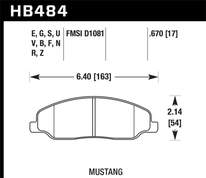 05-10 Ford Mustang Hawk Performance HB484F.670 HPS Street Front Brake Pads
