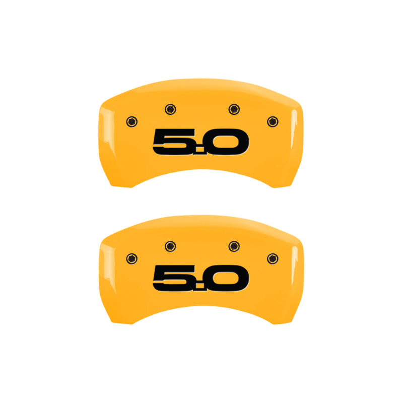 15-20 Ford Mustang MGP 10201SM52YL 4 Caliper Covers Engraved Front 2015/Mustang Engraved Rear 2015/5.0 Yellow Finish Black Character