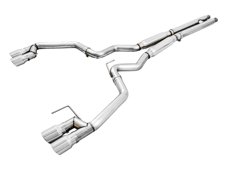18-23 Ford Mustang V8 5.0L AWE Tuning 3020-42064 Cat-back Exhaust - Track Edition (Quad Chrome Silver Tips)