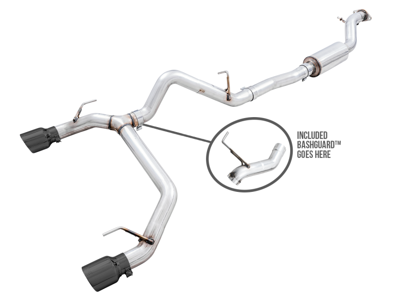 21-23 Ford Bronco L4 2.3L/V6 2.7L AWE 3015-33456 0FG Dual Rear Exit Exhaust w/Diamond Black Tips & Bash Guard