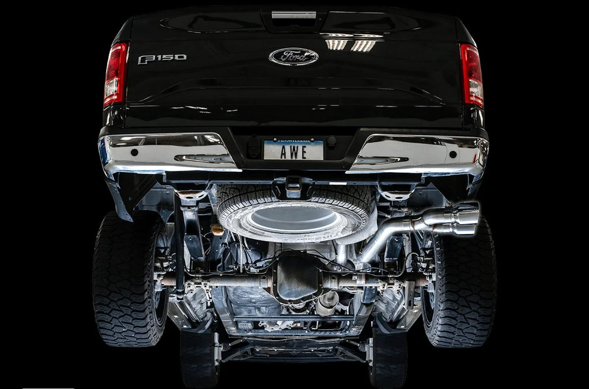 15-20 Ford F-150 AWE 3015-32104 0FG Dual Exit Performance Exhaust System w/ 5in Chrome Silver Tips