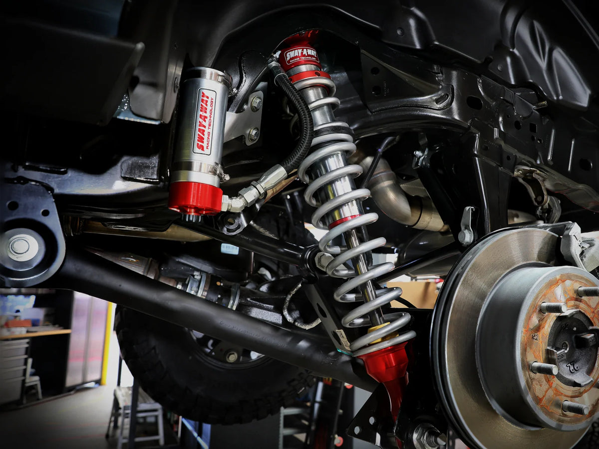 21-26 Ford Bronco aFe 302-0056-13-CA Sway-A-Way 2.5 Rear Remote Reservoir Coilover Kit with Compression Adjusters