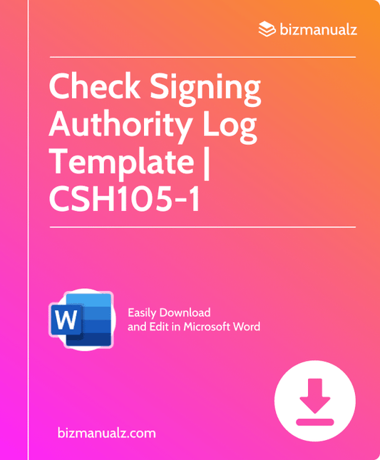 Check Signing Authority Log Template | CSH105-1