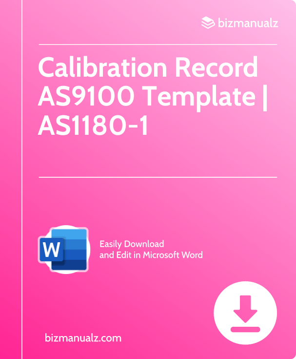 Calibration Record AS9100 Template | AS1180-1