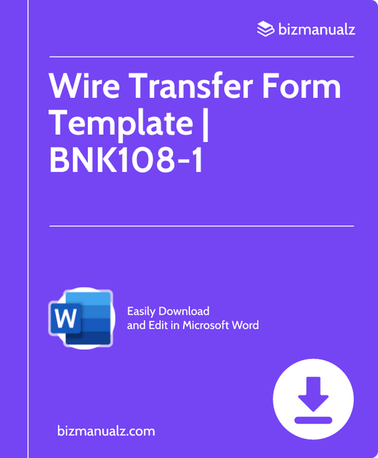 Wire Transfer Form Template | BNK108-1