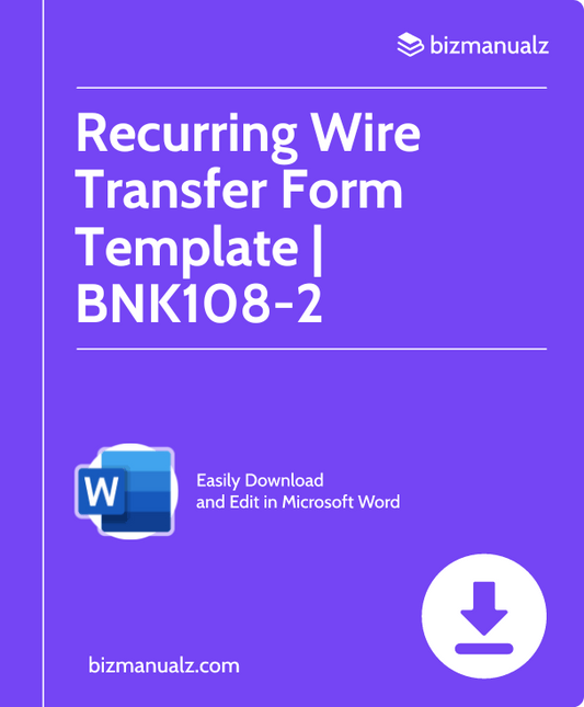 Recurring Wire Transfer Form Template | BNK108-2