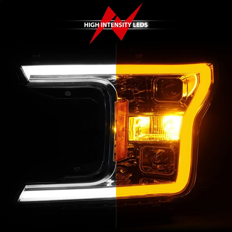 18-20 Ford F-150 ANZO 111510 Projector Headlight w/ Plank Style Switchback Chrome Housing