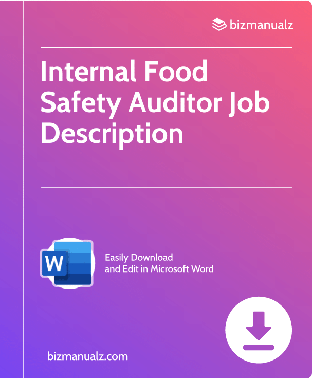Internal Food Safety Auditor Job Description | JD0580