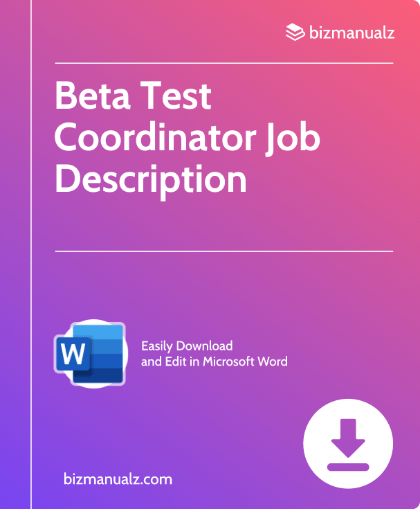 Beta Test Coordinator Job Description | JD0060