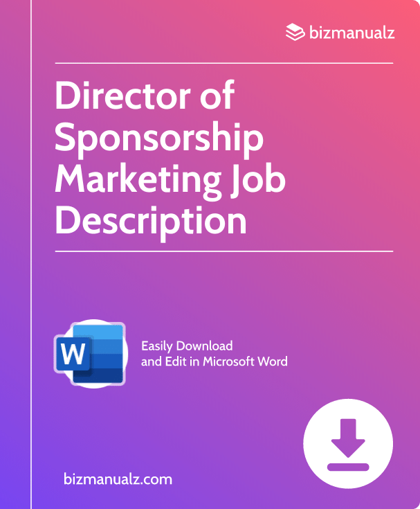 Director of Sponsorship Marketing Job Description | JD0310
