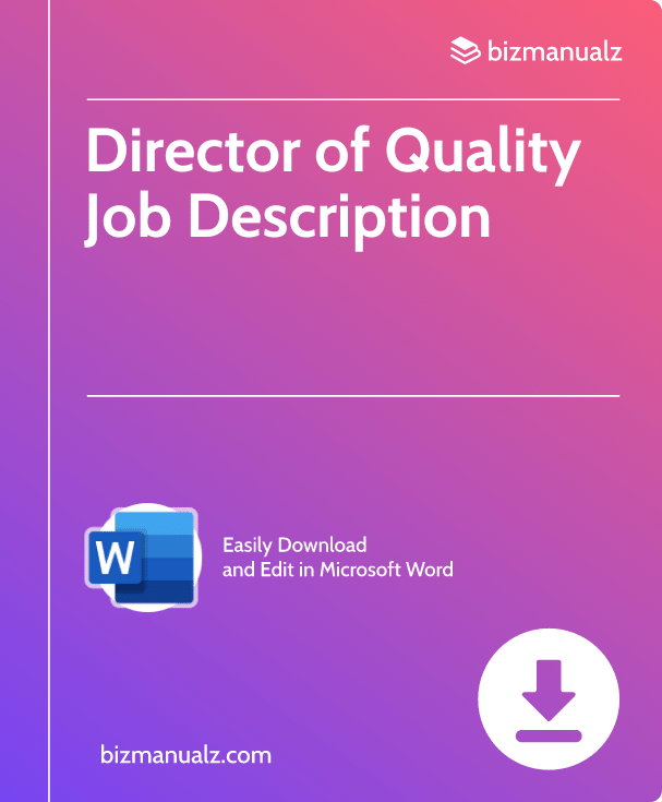 Director of Quality Job Description | JD0300