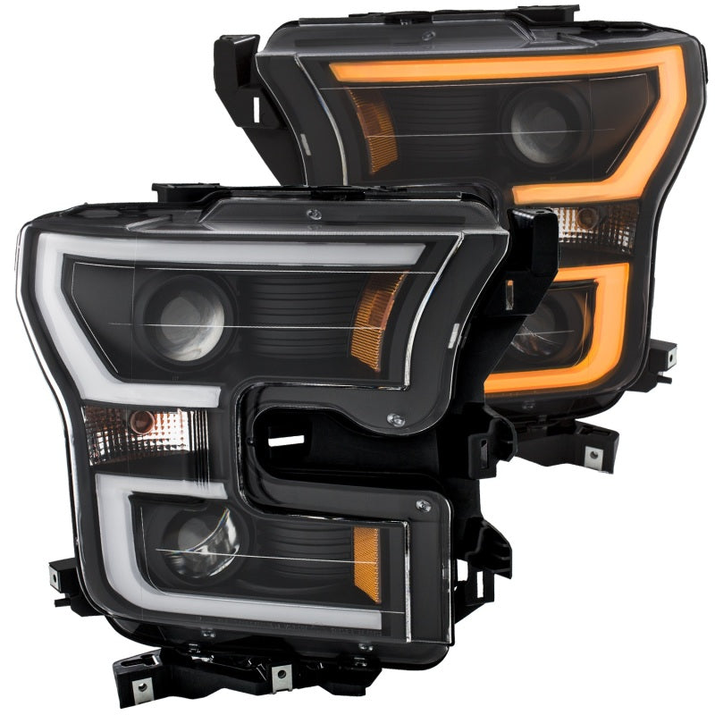 15-20 Ford F-150 V6/V8 Anzo 111357 Projector Plank Style Switchback Headlights Black / Amber