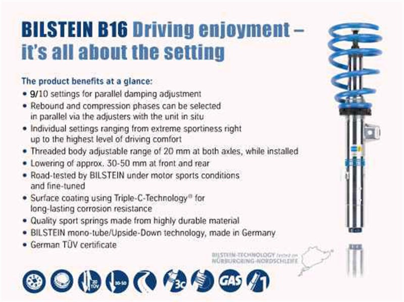 15-22 Ford Mustang Bilstein 48-253901 B16 (PSS10) - Suspension Kit - Front and Rear