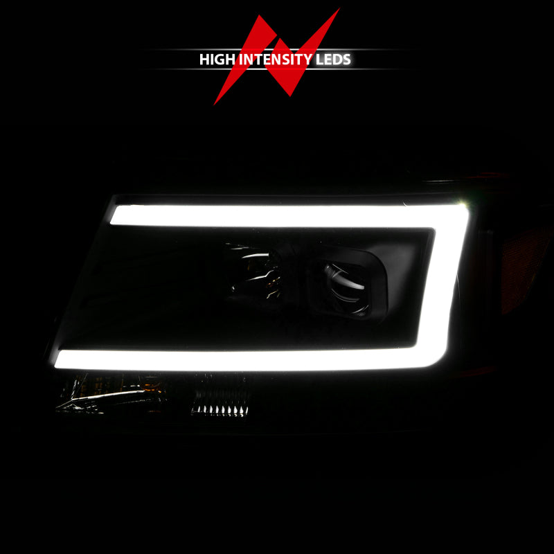 04-08 Ford  F-150 ANZO 111541 Projector Headlights w/ Light Bar Black Housing