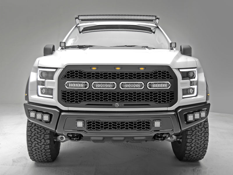 17-20 Ford Raptor aFe 79-21001L Power Scorpion Complete Replacement Grille Tread Design Black w/ LED Lights w/o Front-Facing Camera