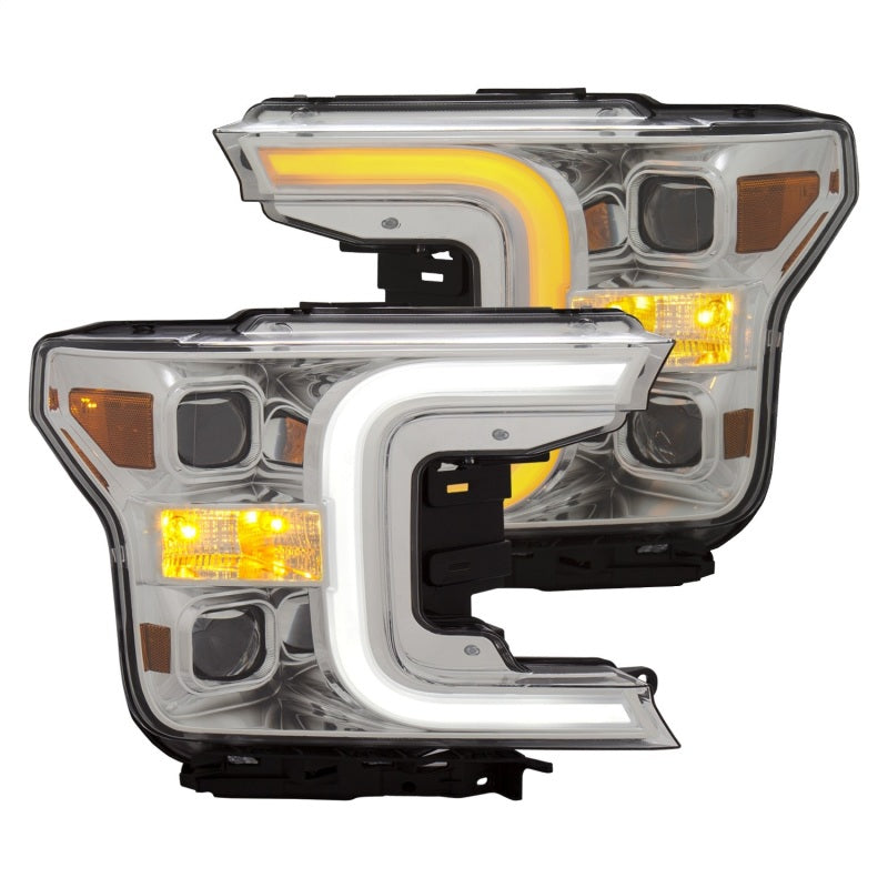 18-20 Ford F-150 Anzo 111399 Projector Plank Style Switchback Headlights Chrome